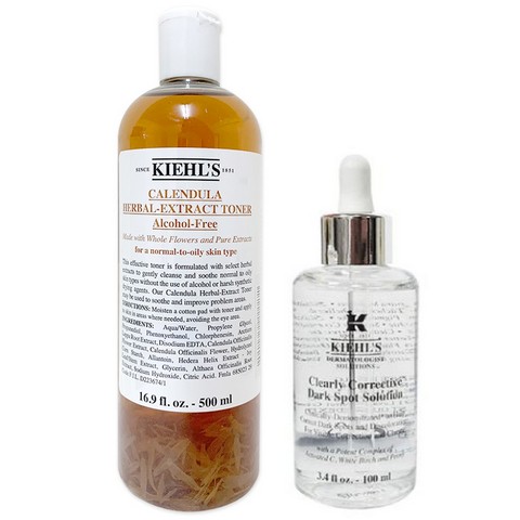 Kiehls 契爾氏 金盞花植物精華化妝水 500ml(效期:2023/01) +雷射極淨白淡斑精華 100ml (國際航空版